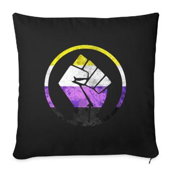 Fist Flag out Non binaire - Housse de coussin décorative 45 x 45 cm - noir - Devant