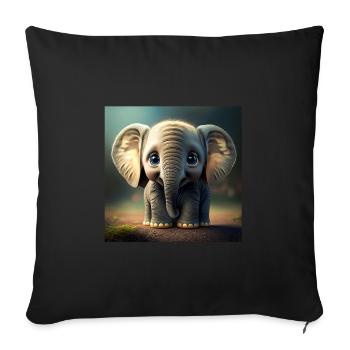 Süsser Baby Elefant guckt dich lieb an - Sofakissenbezug 45 x 45 cm - Schwarz - Vorne