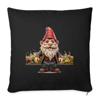 Humor in the garden with the garden gnome - Sofa pillowcase 17,3'' x 17,3'' (45 x 45 cm) - black - Front