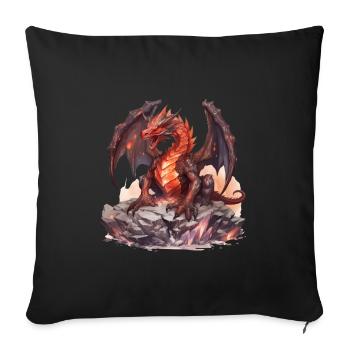 Red fantasy dragon. A gift for dragon lovers. - Sofa pillowcase 17,3'' x 17,3'' (45 x 45 cm) - black - Front