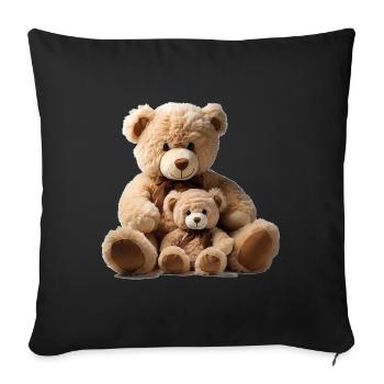 Plush Bear Mom with Plush Bear Child - Sofa pillowcase 17,3'' x 17,3'' (45 x 45 cm) - black - Front