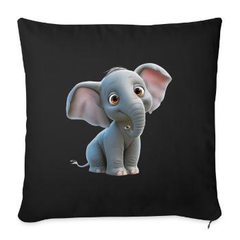 Funny little elephant - Sofa pillowcase 17,3'' x 17,3'' (45 x 45 cm) - black - Front