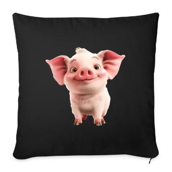 Petit porcelet mignon - Housse de coussin décorative 45 x 45 cm - noir - Devant