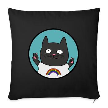 Pride Black Cat Rainbow - Sofa pillowcase 17,3'' x 17,3'' (45 x 45 cm) - black - Front