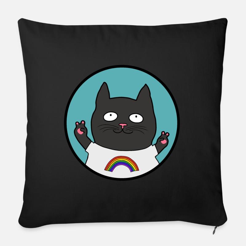 Pride Schwartze Katze Regenbogen - Sofakissenbezug 45 x 45 cm - Schwarz