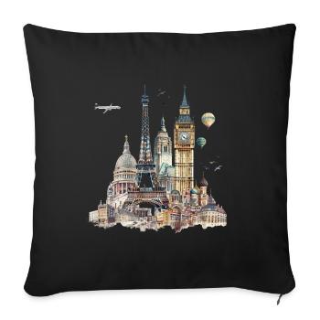 Landmarks are usually buildings - Sofa pillowcase 17,3'' x 17,3'' (45 x 45 cm) - black - Front