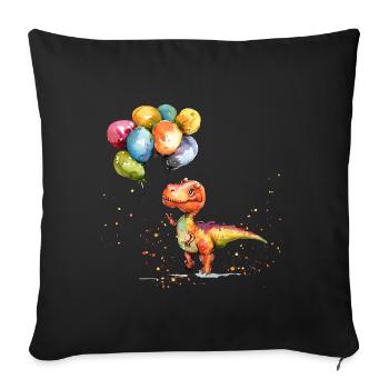 Saurier spielt mit Luftballon - Sofakissenbezug 45 x 45 cm - Schwarz - Vorne