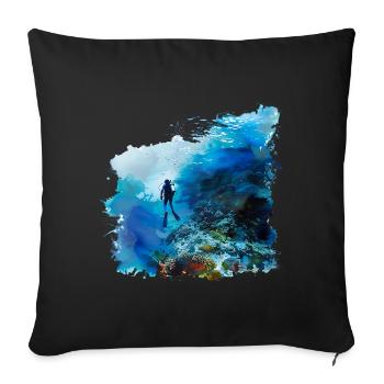 Weightless gliding while diving - Sofa pillowcase 17,3'' x 17,3'' (45 x 45 cm) - black - Front