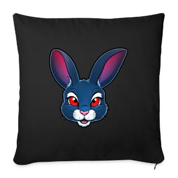 Bande dessinée Mignon Mascotte Lapin - Housse de coussin décorative 45 x 45 cm - noir - Devant