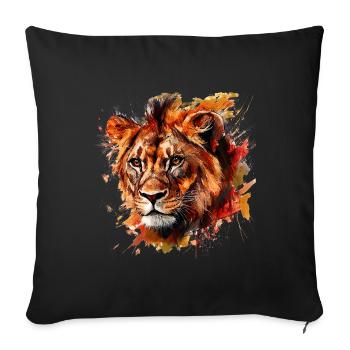 The lion, a symbol of power and strength - Sofa pillowcase 17,3'' x 17,3'' (45 x 45 cm) - black - Front