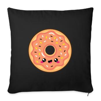 Donut smile kawaii brown - Sofa pillowcase 17,3'' x 17,3'' (45 x 45 cm) - black - Front