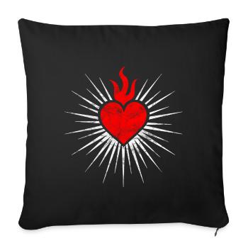 Sacré Coeur enflammé de Jésus, religion chrétienne - Housse de coussin décorative 45 x 45 cm - noir - Devant