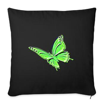 Papillon vert - Housse de coussin décorative 45 x 45 cm - noir - Devant