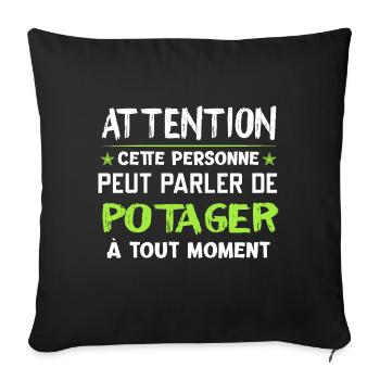 Potager cadeau drôle - Housse de coussin décorative 45 x 45 cm - noir - Devant