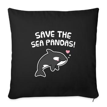 Sauvez les pandas de mer, orque mignonne - Housse de coussin décorative 45 x 45 cm - noir - Devant