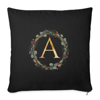 Customizable Monogram A Wreath - Sofa pillowcase 17,3'' x 17,3'' (45 x 45 cm) - black - Front