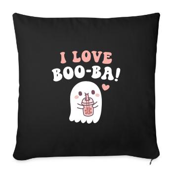 Mignon fantôme j’aime Booba Boba Tea - Housse de coussin décorative 45 x 45 cm - noir - Devant