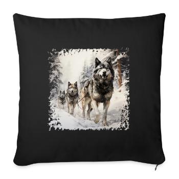 Sled dogs are very persistent - Sofa pillowcase 17,3'' x 17,3'' (45 x 45 cm) - black - Front