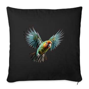 Papagei im Landeanflug - Sofakissenbezug 45 x 45 cm - Schwarz - Vorne