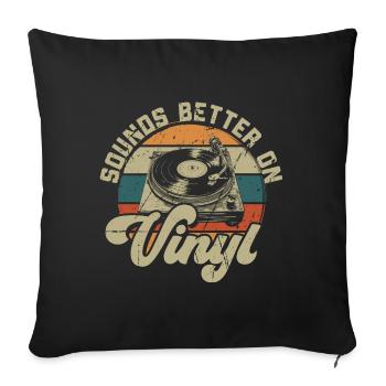vinyle vinyle musique platine rétro - Housse de coussin décorative 45 x 45 cm - noir - Devant