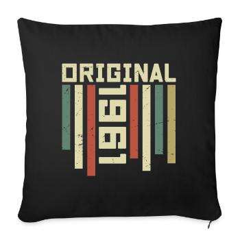 1961 Cadeau Rétro 1961 Cadeau Anniversaire 63 ans - Housse de coussin décorative 45 x 45 cm - noir - Devant