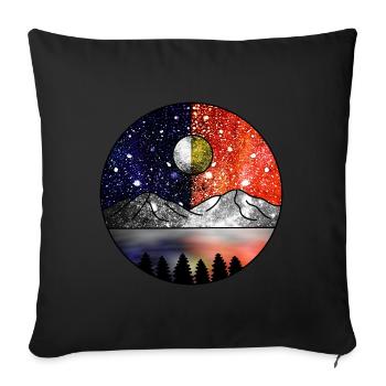 Cosmic Day and Cosmic Night - Sofa pillowcase 17,3'' x 17,3'' (45 x 45 cm) - black - Front