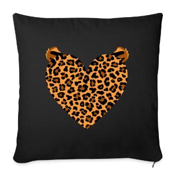 Gepardenherz-Design für Geparden-Fans - Sofakissenbezug 45 x 45 cm - Schwarz - Vorne