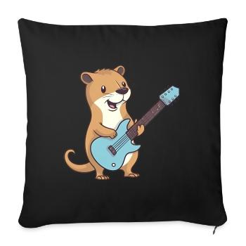 Cute mongoose playing guitar - Sofa pillowcase 17,3'' x 17,3'' (45 x 45 cm) - black - Front