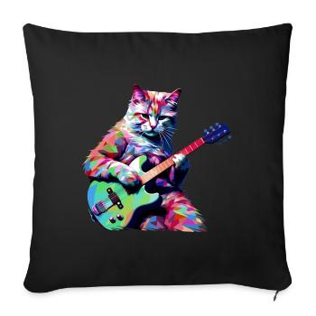 Cat joue de la guitare - Housse de coussin décorative 45 x 45 cm - noir - Devant
