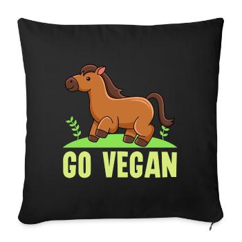Pferdedesign für stolze Veganer - Sofakissenbezug 45 x 45 cm - Schwarz - Vorne