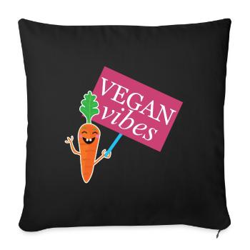 Design Vegan Vibes pour les fiers végétaliens - Housse de coussin décorative 45 x 45 cm - noir - Devant