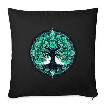 Mandala of the Contemplating Tree - Sofa pillowcase 17,3'' x 17,3'' (45 x 45 cm) - black - Front