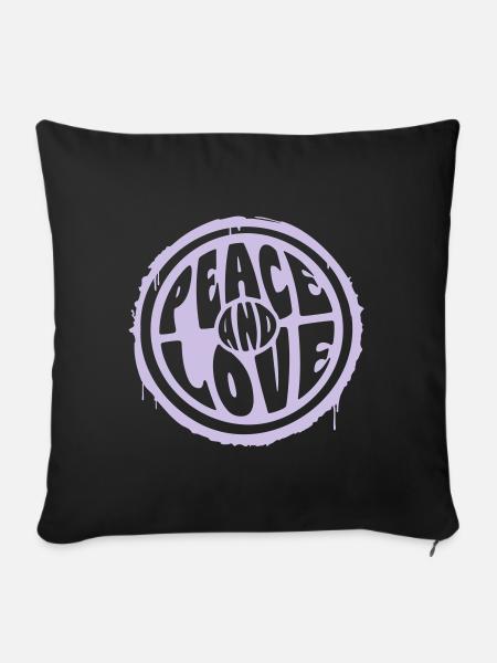 Peace and Love - Sofakissenbezug 45 x 45 cm - Schwarz