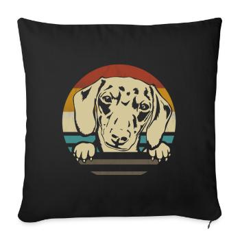 Dachshund Breed Dachshund Teckel 70s 80s retro - Sofa pillowcase 17,3'' x 17,3'' (45 x 45 cm) - black - Front
