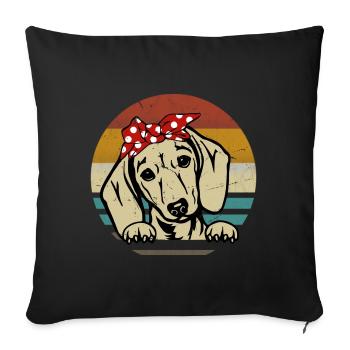 Dachshund Breed Dachshund Teckel 70s 80s retro - Sofa pillowcase 17,3'' x 17,3'' (45 x 45 cm) - black - Front