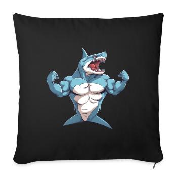 Bodybuilder Shark - Housse de coussin décorative 45 x 45 cm - noir - Devant