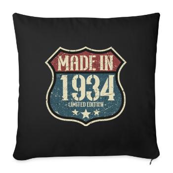 1934 vintage né anniversaire mari femme rétro - Housse de coussin décorative 45 x 45 cm - noir - Devant