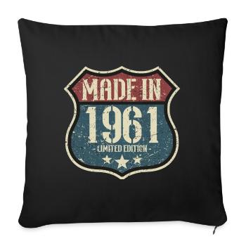 1961 Vintage anniversaire rétro Vintage cadeau - Housse de coussin décorative 45 x 45 cm - noir - Devant