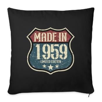 1959 Vintage Anniversaire Rétro Vintage Cadeau - Housse de coussin décorative 45 x 45 cm - noir - Devant