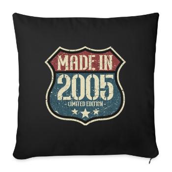 2005 Anniversaire Né En 2005 Rétro Millésime - Housse de coussin décorative 45 x 45 cm - noir - Devant