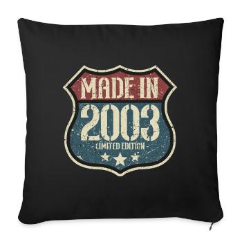2003 Anniversaire Né En 2003 Rétro Millésime - Housse de coussin décorative 45 x 45 cm - noir - Devant