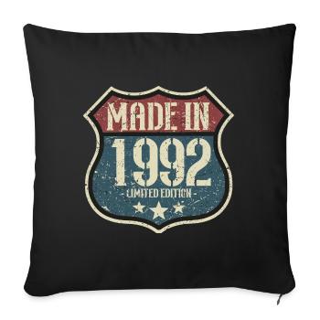 1992 Vintage anniversaire rétro Vintage cadeau - Housse de coussin décorative 45 x 45 cm - noir - Devant