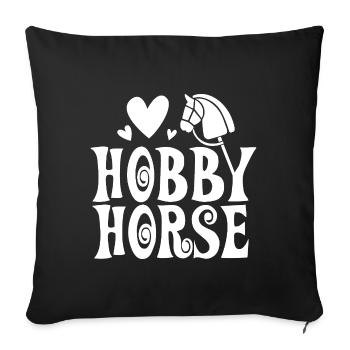 Cheval de loisir - Cheval de loisir - Équitation - Cadeau - Housse de coussin décorative 45 x 45 cm - noir - Devant