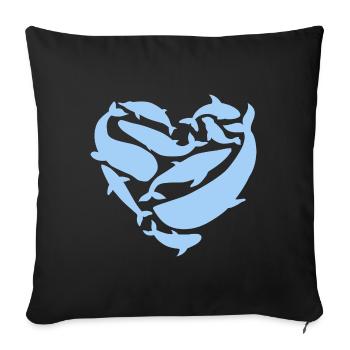 Walarten Herz Design für Wal-Liebhaber - Sofakissenbezug 45 x 45 cm - Schwarz - Vorne