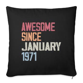Anniversaire Janvier 1971 Rétro 1971 Janvier - Housse de coussin décorative 45 x 45 cm - noir - Devant