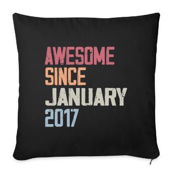 Birthday January 2017 Retro 2017 January - Sofa pillowcase 17,3'' x 17,3'' (45 x 45 cm) - black - Front