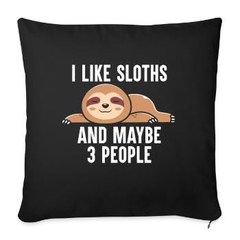 Sloth Lazy Nap Tired Slowly Sleepy Sloths - Sofa pillowcase 17,3'' x 17,3'' (45 x 45 cm) - black - Front
