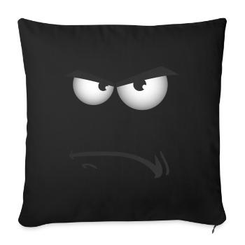 Cartoon Angry Grumpy Face - Sofa pillowcase 17,3'' x 17,3'' (45 x 45 cm) - black - Front