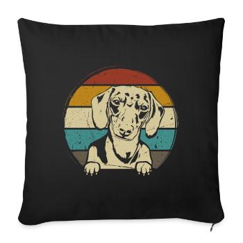 Dachshund Breed Dachshund Teckel 70s 80s retro - Sofa pillowcase 17,3'' x 17,3'' (45 x 45 cm) - black - Front