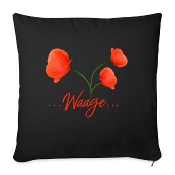 Waage Sternzeichen Waage Libra Mohn Klatschmohn - Sofakissenbezug 45 x 45 cm - Schwarz - Vorne
